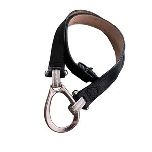 Leather Alligator Print Belt Choker Necklace w/ Engraved Silver Hook Closure